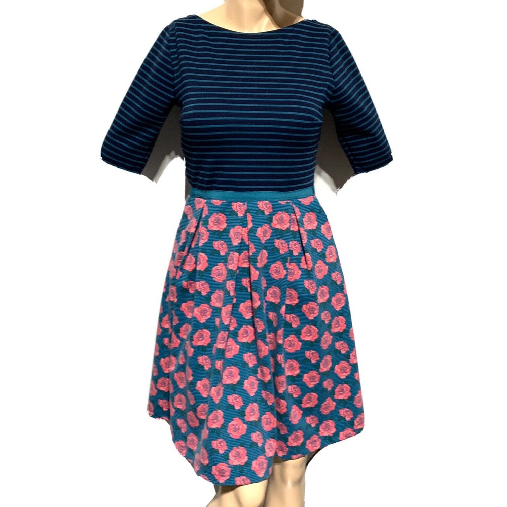 Matilda Jane Friends Forever Peyton Dress Women’s Size S Small Roses Stripe